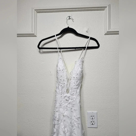 Lulus Enchanting Eternity Ivory Pearl Lace-Up Backless Dress Wedding Bride - Picture 8 of 11